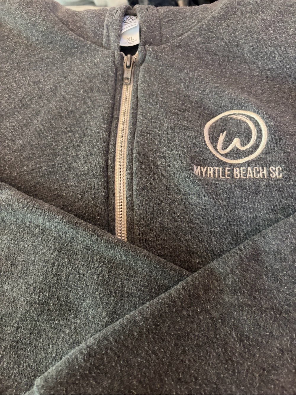 Alternative Charcoal Zip-Up Sweater with Myrtle Beach SC Logo